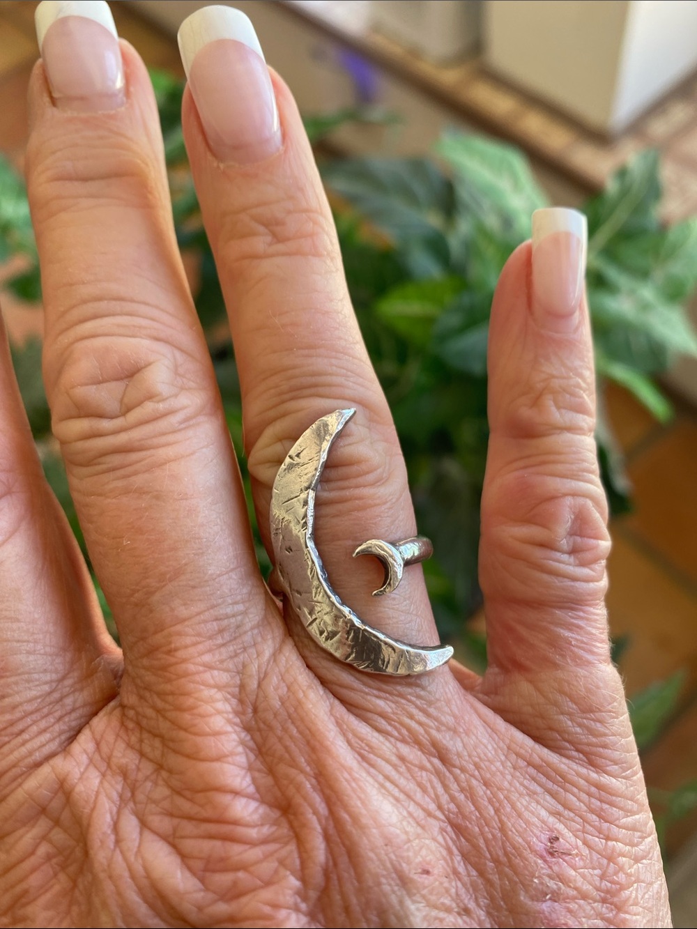 Free People Hammered Crescent Wrap Ring in Sterling Silver